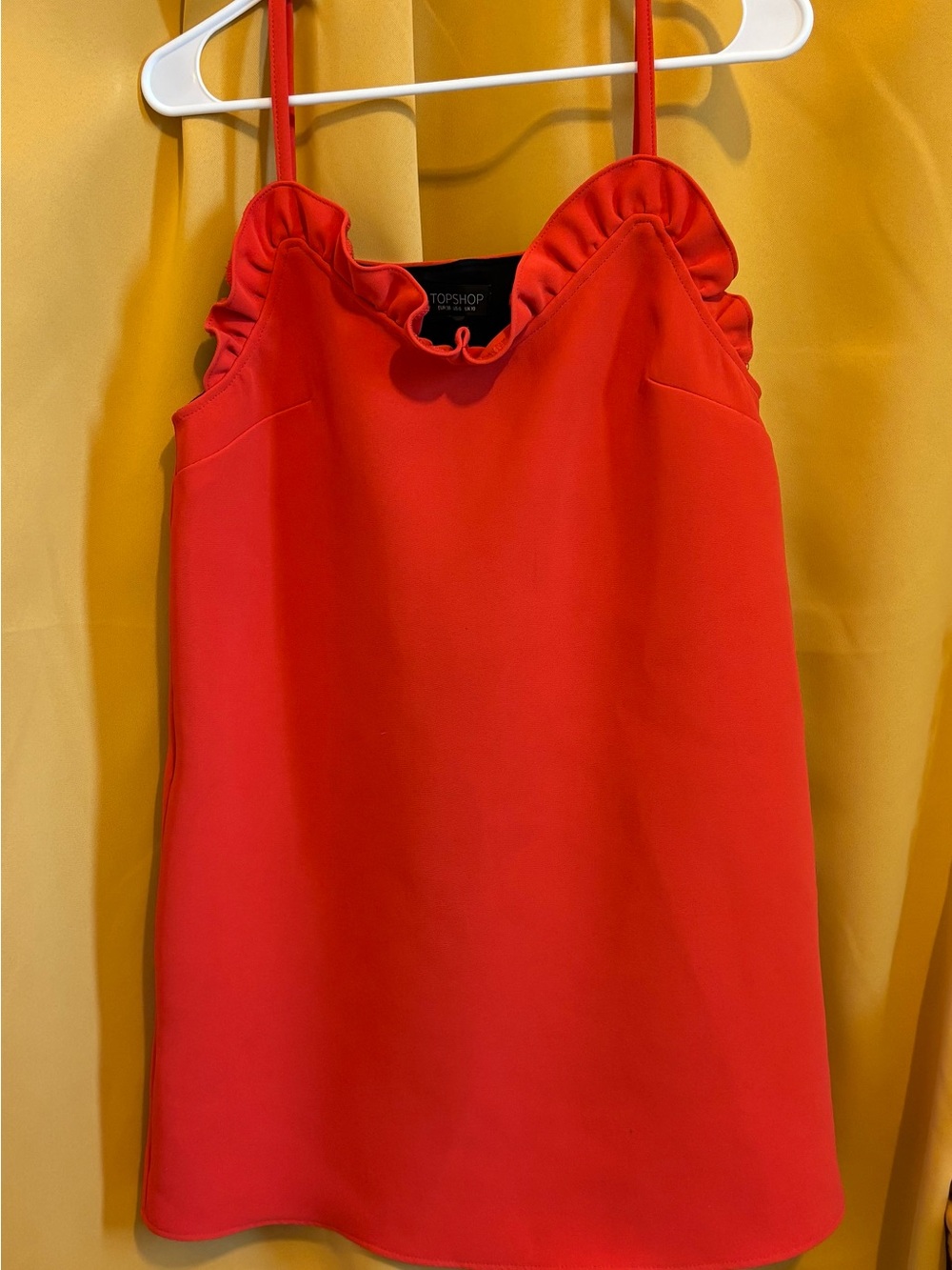 Topshop Red Ruffle-Trim Mini Dress